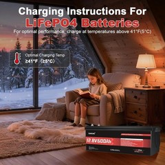 12V 600Ah LiFePO4 Lithium Battery 200A BMS, 7680Wh 15000+ Cycle for RV ,Solar