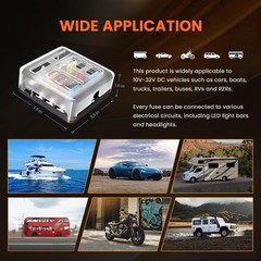 Compact LED Indicator Fuse Block with 6 Circuits – 30 Amps for Easy Installation