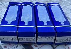 (4) ECC82 1970s Germany Fat Bottle Sturdy Body Wide Support Rod 12AU7 Tube NOS
