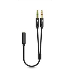 2x 3.5mm Headphone Mic Audio Y Splitter Cable 1 Female to Dual Male Black 8″