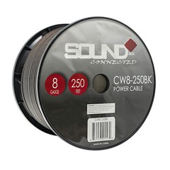 SoundBox CW8-250BK, 8 Gauge 250′ CCA Amplifier Power / Ground Amp Wire Spool