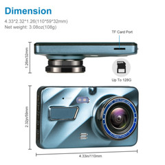 Touch Screen Dash Cam 4″ 1080P Dual Lens Car DVR Recorder Front And Rear Camera