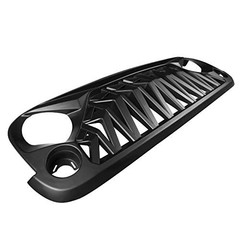 Front Grill Shark Grille Compatible with 2007-2018 Jeep Wrangler Matte Black