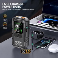 10 in 1 Car Battery Jump Starter with Air Compressor 8000A 160PSI Portable Car