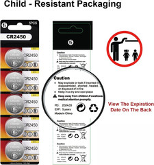 CR2450 3V Lithium Coin Battery(5 Pack)