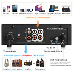 HIFI MM Phono Preamp for Home Turntables Stereo Preamp Headphone Amp w/VU Meter