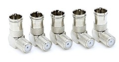 Right Angle Push On Coax Connector – F Type Female to Male Angle Adapter-4 pk