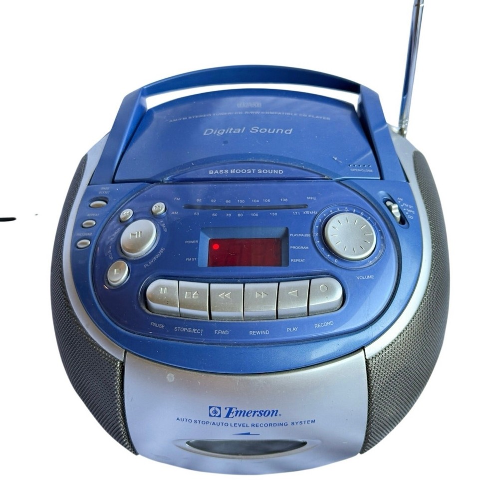 Y2K 2000s Emerson Portable CD Cassette Player & Radio Boombox Works Great DUSTY