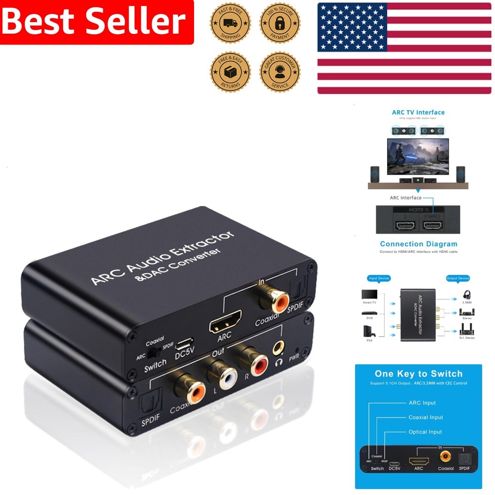 Digital Analog Audio Extractor 96KHz HDMI ARC Optical Coaxial DAC Converter
