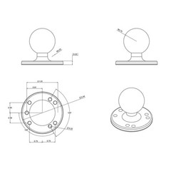 RAM-202U RAM 2.5″ Round Base with AMPS Hole Pattern and 1.5″ Rubber Ball