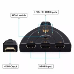 2FT-4K HDMI 2.0 Cable Auto Switch Switcher Splitter Adapter 3 In-1 Out Device
