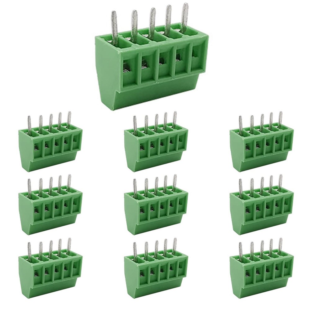 10 PCS 5 Pin 2.54mm 0.1 Inch PCB Mount Screw Terminal Block 50V 6A 2618AWG