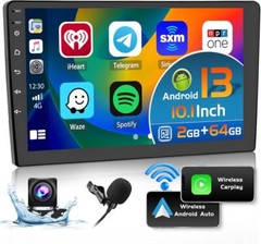 4G+64G Android 13.0 CarPlay Car Stereo Radio 10.1″ Double 2 Din GPS Navi +Camera
