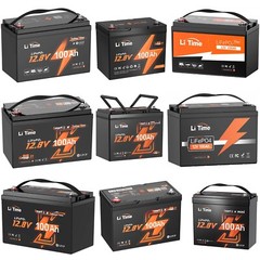 LiTime 12V 100Ah 200/300Ah 460Ah 560Ah LiFePO4 Lithium Battery for RV Solar Lot