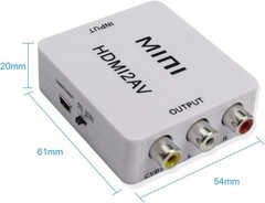 Mini HDMI to AV Converter 1080P HDMI2AV RCA Adapter NTSC PAL White