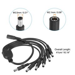 1 Female to 6 Male DC Power Splitter Cable, 5.5mmx2.1mm 1 to 6 Way Splitter Cord