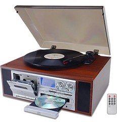 Vinyl Record Player 10 in 1 Bluetooth 3 Speed Turntable Silver TR-18FCD Vintage