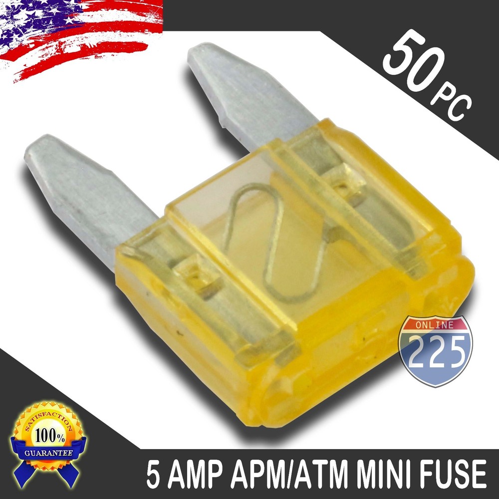 50 Pack 5A Mini Blade Style Fuses APM/ATM 32V Short Circuit Protection Car Fuse
