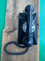 TeleMatrix Black Push Button Retro Wall Phone 290091