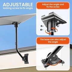 Starlink Gen 3 Mount, 180° Adjustable, Heavy-Duty Metal, Black, Wall/Roof Mount
