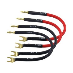 8 in HiFi Banana Plug to Spade Speaker Jumper, 45 Degree U Plug to Banana Plu..