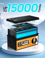 ECO-WORTHY 12V 280Ah 3584Wh 300Ah Bluetooth LiFePO4 Lithium Battery For RV Home