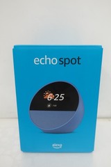 Amazon Echo Spot Smart Alarm Clock with Vibrant Sound and Alexa, Blue