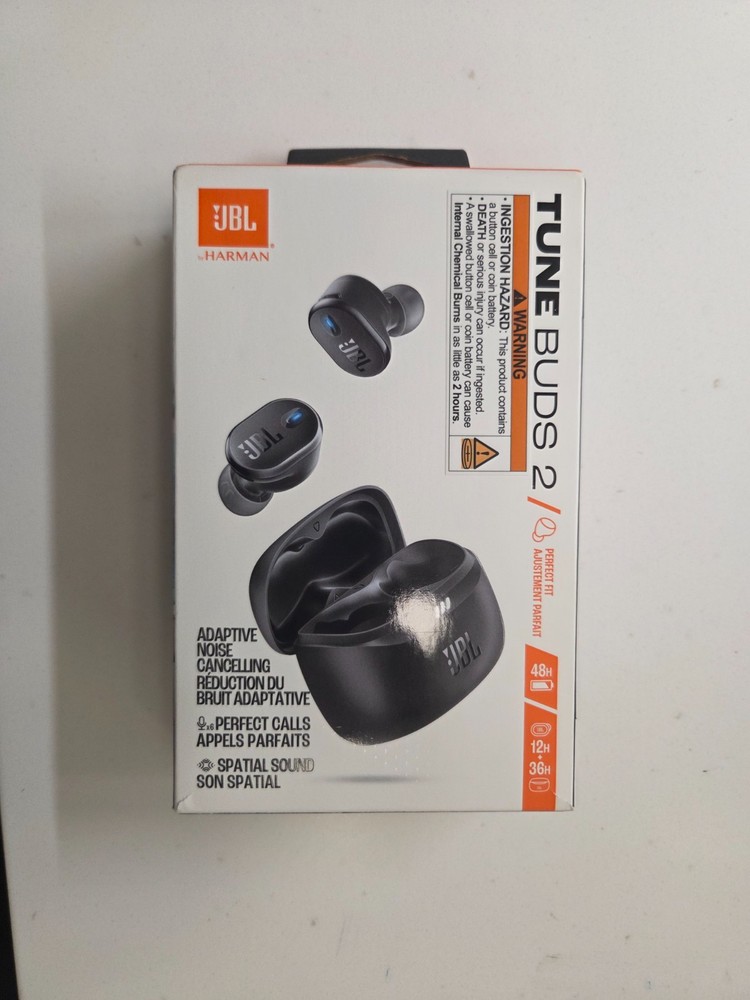 JBL Tune Buds 2 Wireless Spatial Sound In-Ear Headphones – Black (New)