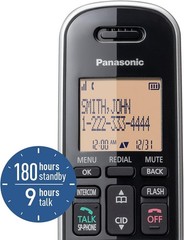 Panasonic Compact Cordless Phone / DECT 6.0, 1.6″ 1-Handset KX-TGB810S Black/Sil
