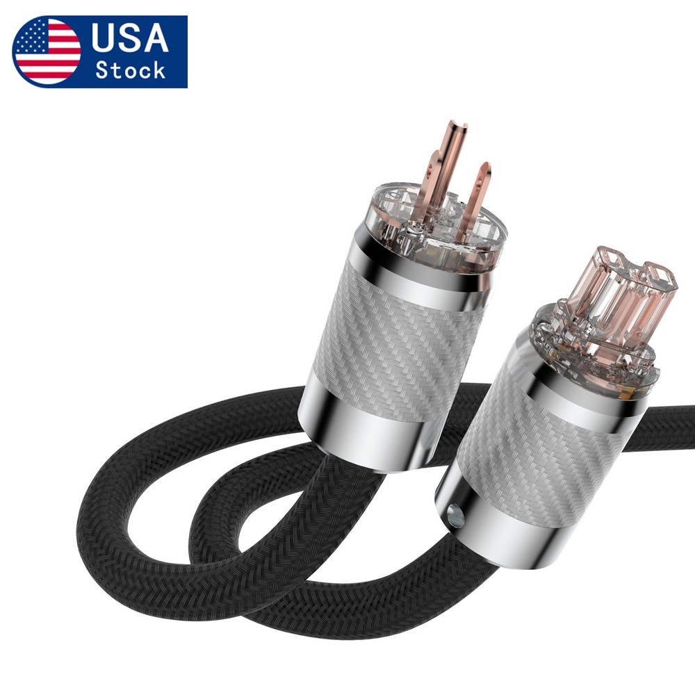 Audiophile Power Cable 10AWG OCC Wire Carbon Fiber Plug HiFi Audio Power Cord