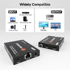 J-Tech Digital HDMI Extender Over Single Cat5e/6/7 1080P 60Hz Up to 400ft, AV Ov