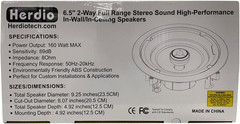 6.5 Inch 640 Watts Ceiling Speakers 2 Way Flush Mount Passive for Office,Kitchen