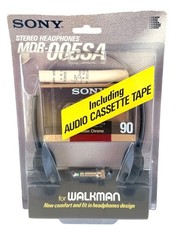 Vintage Sony MDR-005SA Walkman Stereo Headphones NOS Sealed w/ Cassette