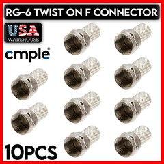 F-Type Twist On Connector Male F Plug RG-6 Coax Coaxial Cable TV Antena 10 PCS