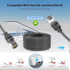 100FT Starlink Cable CMX CMR Rated Waterproof UV Resistant Gen 3 Standard