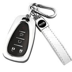 for Chevy Key Fob Cover With Keychain,Soft TPU Full Protection Style 1-silver