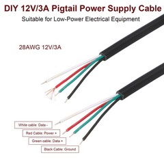 2 Pcs 0.25M/0.8Ft Right Angle Type C Male Plug Wire Cable 28AWG 12V 3A 4 Pin