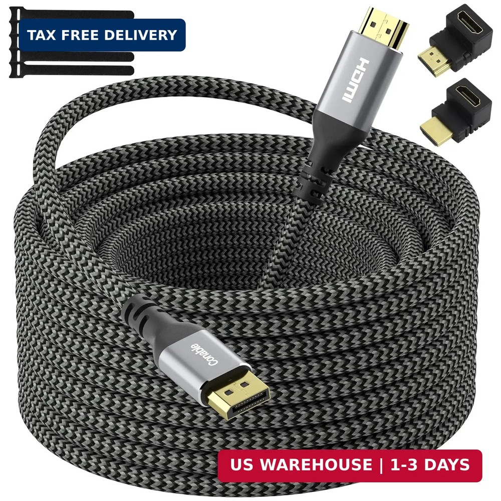 25FT 4K DisplayPort to HDMI Cable, 4K@60Hz UHD Active Converter for HDTV, Monito