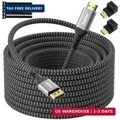 25FT 4K DisplayPort to HDMI Cable, 4K@60Hz UHD Active Converter for HDTV, Monito
