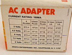 Arista 672 AC Adapter Power Supply 6 Volts, 100 MA, New Old Stock