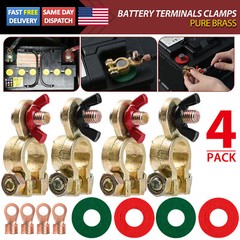 Solid Brass Battery Terminal Connector Top Post End Clamps Set for Car Marine.