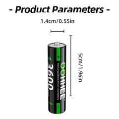 OOHHEE 8 PCS 3600mWh 1.5V AA Rechargeable Lithium Battery
