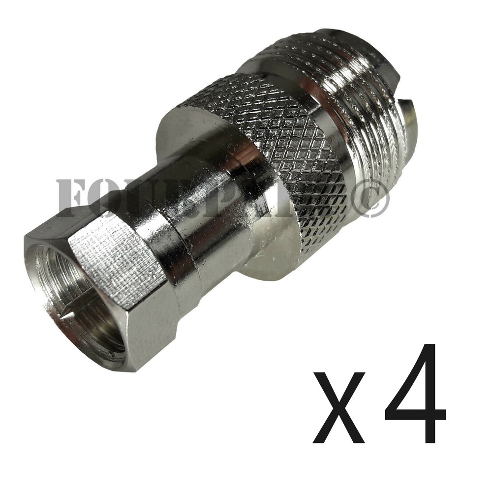 4 Pack – UHF SO-239 Female to F-Type Male RF Coax Adapter Converter Connector