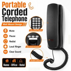 Mini Corded Landline Phone Desktop Wall Mount Telephone for Hotel Office Home US