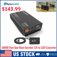 3000W 6000W Pure Sine Wave Power Inverter 12V to 120V Converter Remote Control