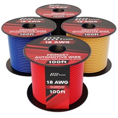 400ft CCA 18 Gauge Wire Red, Black, Blue, Yellow 18 AWG-100 ft-4 Pack