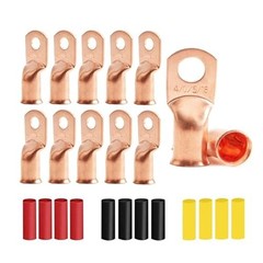 4/0 AWG Copper Wire Lugs with Heat Shrink Ring Terminals 12 Pack