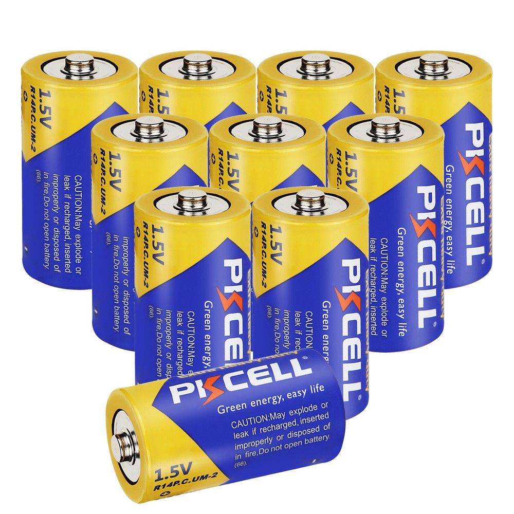10Pcs 1.5V Size C Batteries Extra Heavy Duty R14P UM-2 PC1400 Zinc-Carbon