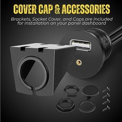 TNP USB AUX Flush Mount Cable, Dashboard Panel Dash Mount USB + 3.5mm AUX 6 ft