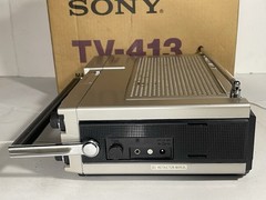 Vintage Sony TV 413 Mini Black & White FM/AM Television + Box & Power Supply